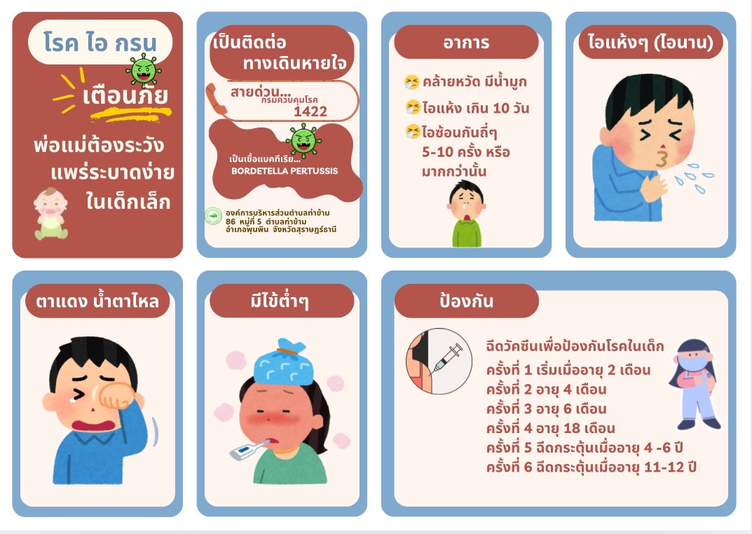 (sick) โรคไอกรน อาการคล้ายหวัด อันตรายถึงชีวิต!!!
🦠ติดต่อกันได้โดยการไอ จาม รดกันโดยตรง โรคนี้สามารถเป็นได้ทุกวัย ซึ่งในเด็กเล็กอาการจะรุนแรงมาก และมีอัตราการเสียชีวิตสูง

🚨อาการของโรค
✅ไอ ต่อเนื่องตั้งแต่ 1 สัปดาห์
✅ไอรุนแรง ไอติดต่อกันเป็นชุด
✅มีเสียงของลมหายใจดัง "วู๊ป"